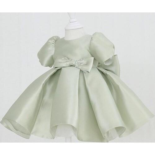 Baptism Ceremony Girl Bow Beading Birthday Party Gown Baby Clothing Elegant Princess Dresses Party Christening Vestidos A573