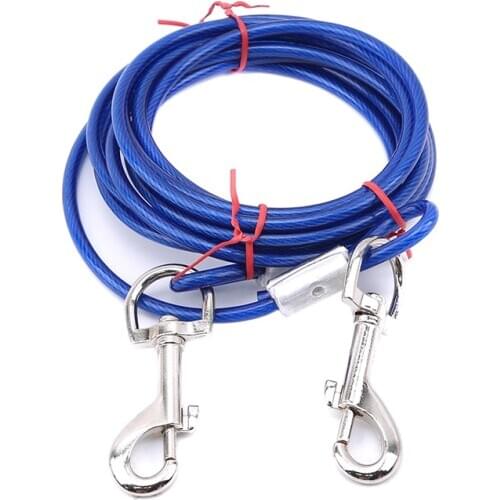 Practical Lengthen Steel Wire Dog Ropes Chain Double-end Dogs Leash Cable Dual Heads Metal Hooks Pet Product