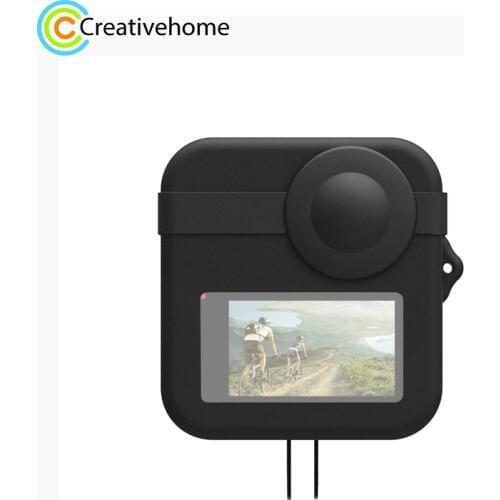 PULUZ for GoPro Max Waterproof Anti-scratch Anti-fall Black Dual Lens Caps Case + Body Silicone Protective Case