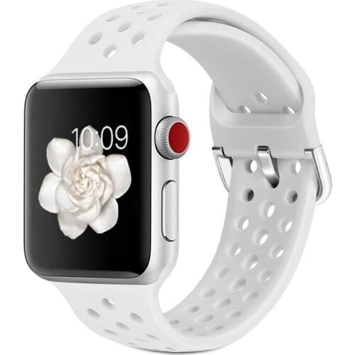 Band For Apple Watch 6 5 4 3 2 38mm 40mm 42mm 44mm Soft Silicone Sport Breathable belt For iWatch band Series Accessories