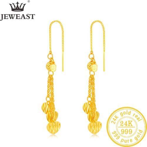 24K Pure Gold Earring Real AU 999 Solid Gold Earrings Nice Good Hollow Ball Tassel Upscale Trendy Fine Jewelry Hot Sell New 2020