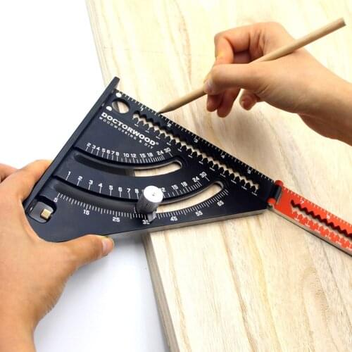 Folding Triangle Squares Ruler Positioning Angle Woodworking Tool Aluminum Alloy Extendable Layout With Base Goniometer