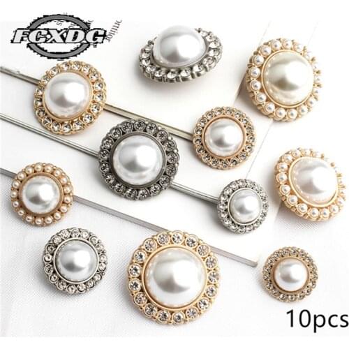 Super Stylish Sewing Accessories Buttons Golden Pearl Rhinestone Buttons Up Shirt Women Windbreaker Metal Buttons for Clothing