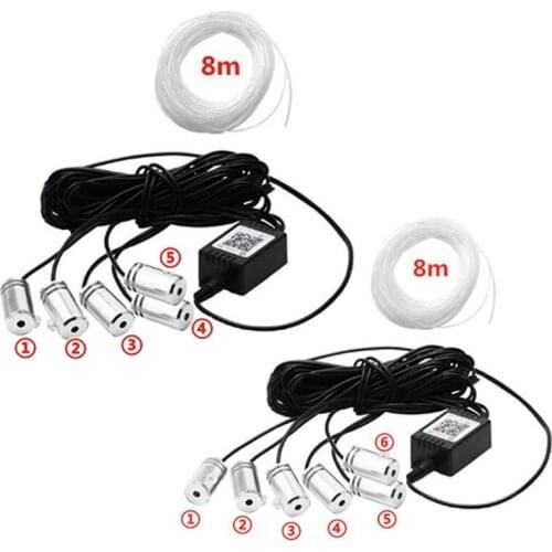 LED Atmosphere Light Car Interior Ambient Light Fiber Optic Light Strips Music Voice Phone Wireless Control App Track F19A
