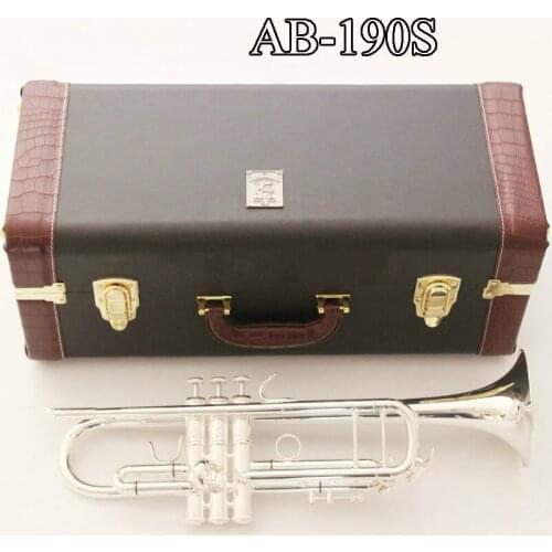 AB-190S Bb Trumpet High Quality Brass Body Silver Plated Surface Brand Musical Instruments With Case Mouthpiece Free Shipping