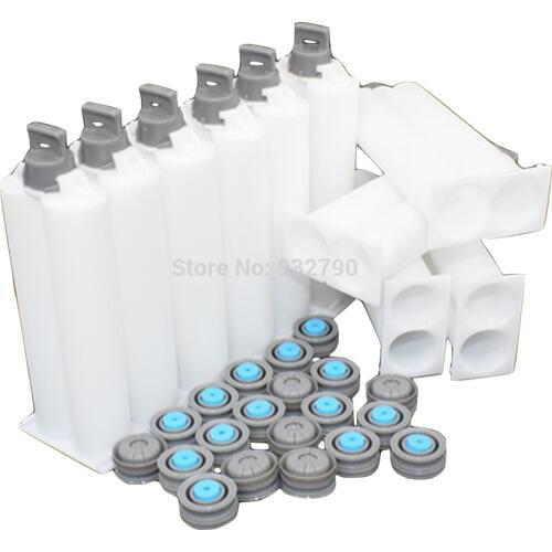10pcs 50ml Epoxy Resin Gun Adhesive Cartridge 1:1 Dispenser Adhesives Acrylics Epoxy Resin Dispenser 50ml AB Dual Cartridge