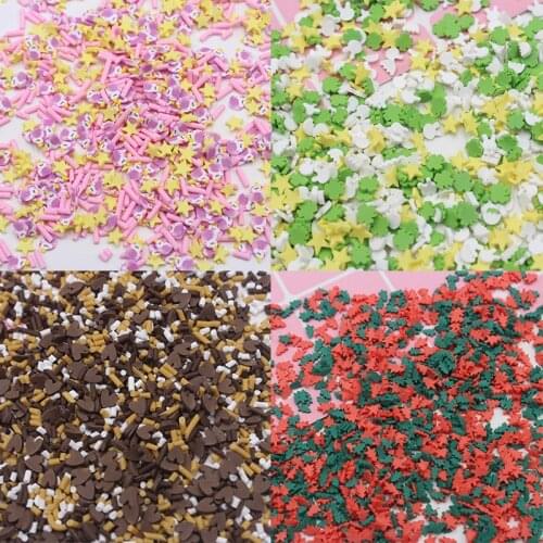 100g/Lot Beautiful Unicorn Xmas Tree Cute Rabbit Slices Polyme Clay Mixed Sprinkles for DIY Crafts Decoration Accessories