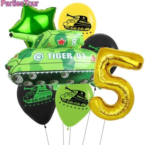 18X Army Military Camouflage Theme Tank Ballon Camouflage Party Supplies Birthday Balloon Army Themed Soldier Birthday Decortion