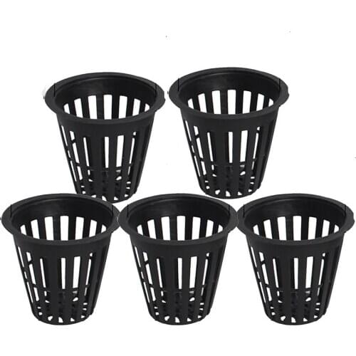 5pcs/Set Hydroponic Net Cup Reusable Round Bucket Slotted Mesh Garden Plant Cloning Foam Insert Seeds