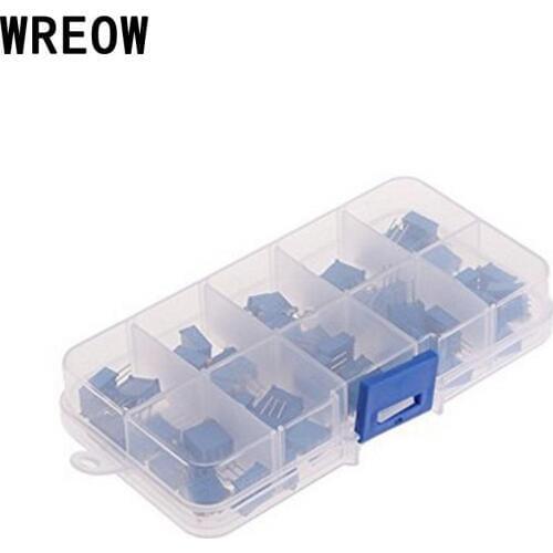 50Pcs/Lot 3296W Trimmer Potentiometer Kit High Precision 3296W Variable Resistor 500R 1K 2K 5K 10K 20K 50K 100K 200K 1M