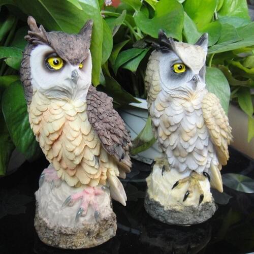 Hotuocho Big Owl Decoration Garden Home Decoration Ornaments Bird Artifact Resin Ornaments Home Decor Crafts Miniature Figurines