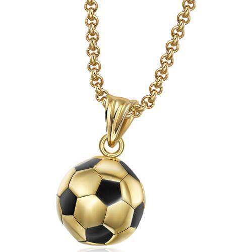 Football Link Chain Soccer Charm Necklace Pendant Gold Color Sport Ball Jewelry Men Boy Gift Pendant Necklace