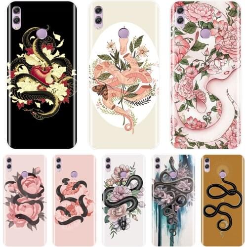 Case For Huawei Honor 7 8 9 10 Lite Snake Flower Silicone Phone Cases For Huawei Honor 10 9 8 8X MAX 7 7S 7X 7A 7C Pro Cover