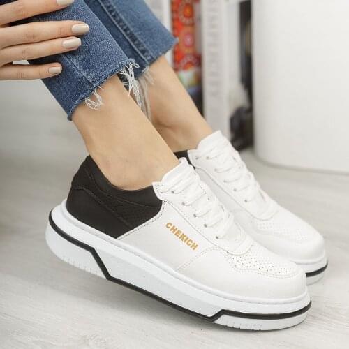 Chekich Womens & Mens Shoes White and Black Non Leather Mixed Color Lace Up Spring Fall Seasons Comfortable Sneakers Trend Casual Orthopedic Lightweight Breathable Wedding Office Sport Sale New Arrival CH075 Women V3