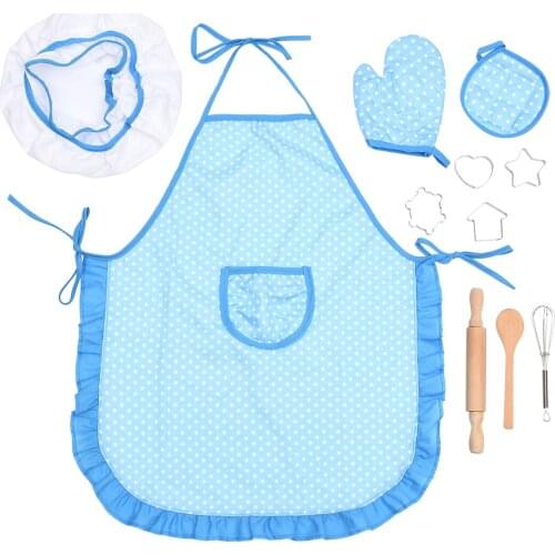 11PCs Role Play Children Kitchen Cooking Baking Girls Toys Cooker Play Set Hot New Children Kids Kitchen Bake Set Hat + Apron