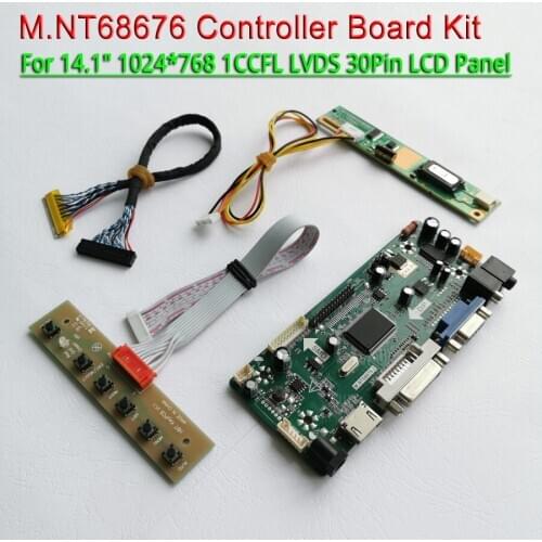 For N141XA N141XB N141XC 1024*768 VGA+DVI LVDS 30-Pin 1-CCFL Inverter 14.1" M.NT68676 LCD display controller card DIY kit