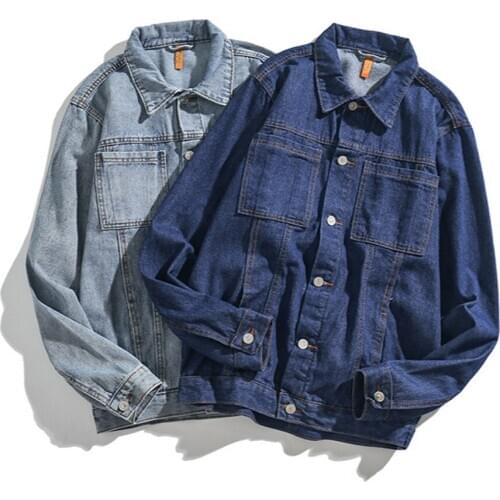 Denim multi-pocket sportswear mens lapel Street high quality jacket jacket casual retro fashion motorcycle jacket mens jacket