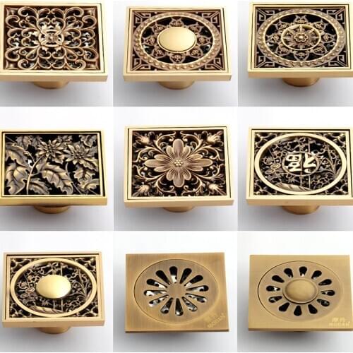 Euro Floor Drains Antique Brass Shower Floor Drain Bathroom Deodorant Euro Square Floor Drain Strainer Cover Grate Waste