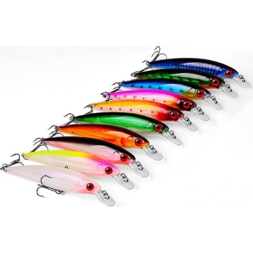 FISHINAPOT 10Pcs/Lot 11cm 13.6g Minnow Fishing Baits Lure Kit Laser Artificial Hard Bait Wobblers Bass Pike Carp Fishing Tackle
