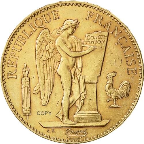France Third Republic 1878 A 100 Francs Gold Copy Coin Brass Metal Liberte Egalite Commemorate Replica Coins
