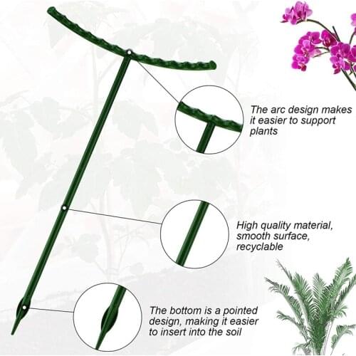 HGHO Plant Support 12 Pcs Plant Stakes Half Round Ring Plant Cage Holder Flower Pot Climbing Trellis with 10 Plant Clips