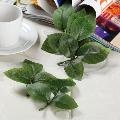 10Pcs Silk Artificial Green Leaf Rose Leaves for DIY Craft Garland Wedding Florist Garden Bouquet Flower Stems Home Decoration