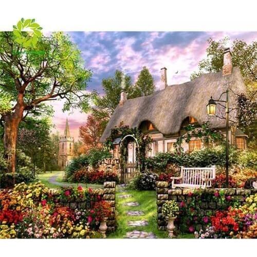 LaoJieYuan Diamond Painting dream home Full Square Round Diamond Embroidery Diamond Mosaic Pebble round diamond