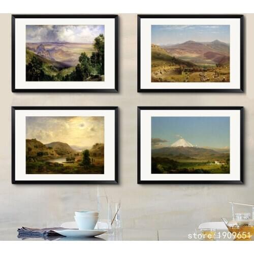 No frame classical forest mountain landscape canvas printings oil painting printed on cotton home wall art decoration picture