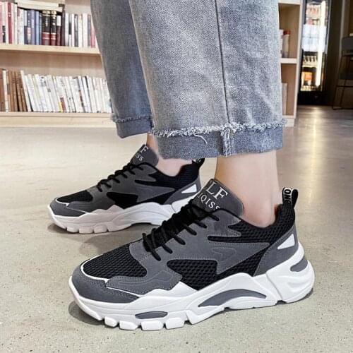Big Size Height Platform Mens Summer Sports Shoes Sport Sneakers Women Running Shoes for Men Black Footwear Training Flat E-802