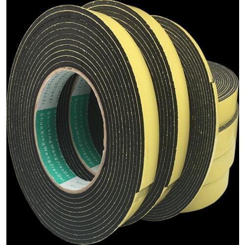 2pcs/lot Strong adhesion EVA black sponge foam rubber tape anti-collision seal strip 1, 2, 3mm thickness