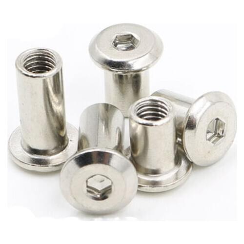 M6 M8 M10 Steel allen flat nuts hex round head sleeve furniture nut 12mm-22mm Length