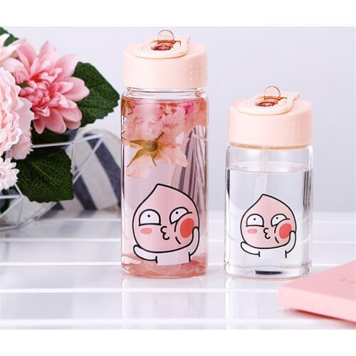 Cute Cartoon Water Bottle Leakproof Portable Straw Plastic Kettle Office School Travel Camping Tea Milk Kettle Kid Water Bottle