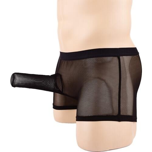 Male Underwear Mens Underpants Sexy Transparent Mesh Breathable Boxer For Men mesh Boxer Briefs Sexy Underwear