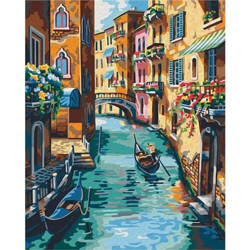 Street View Landscape DIY Cross Stitch Embroidery 11CT Kits Craft Needlework Set Cotton Thread Printed Canvas Home Sale