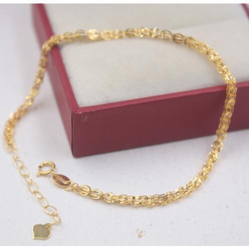 Real 18K Yellow Gold Bracelet Womans Phoenix Tail 2.8mm Wedding Link 7.5''L