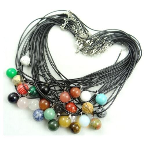 Natural ston Quartz crystal Turquoises tiger eye lapis Opal aventurine Ball Pendant for diy lJewelry making necklace Accessories