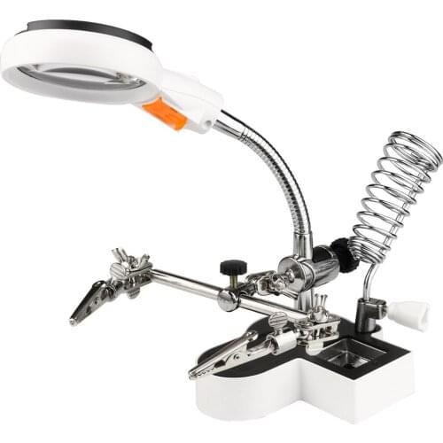 Helping Third Hands Tool Soldering Stand With Welding Magnifying Glass 2 Alligator Clips 360 Degree Rotating Magnifier