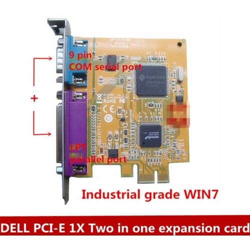 PCI-E 1X 25 pin LPT parallel port +9 pin COM serial port two in one expansion card industrial grade WIN7 all high baffle