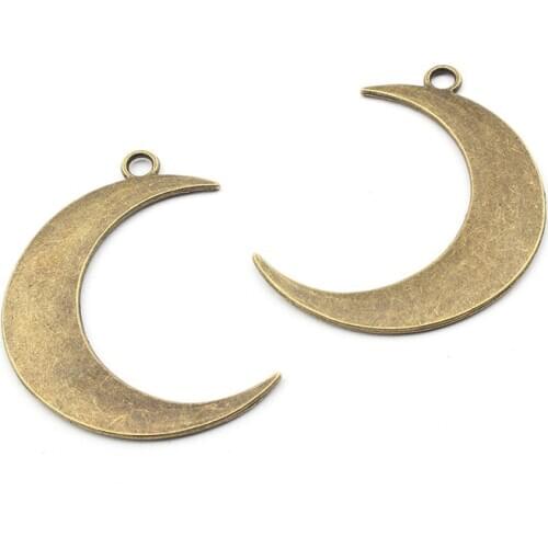 10pcs Antique Bronze Large Alloy Moon Shaped Charms Pendant For diy Earring Necklace Jewelry Findings Making Accessories 43x32mm