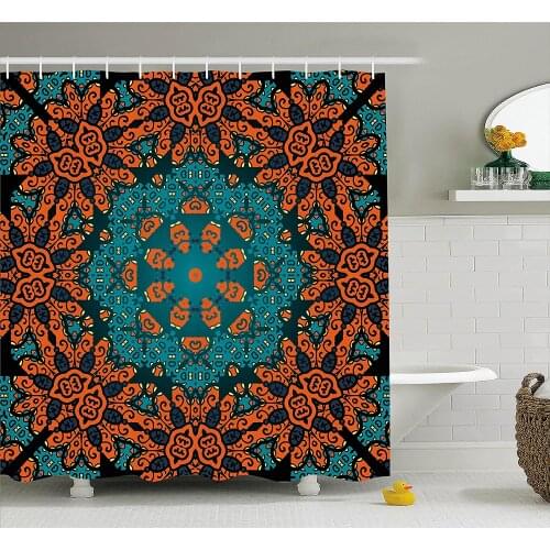 Psychedelic Shower Curtain Round Paisley Floral Patterns with Psychedelic Motif Boho Hippie Decorations Bathroom Decor Curtains