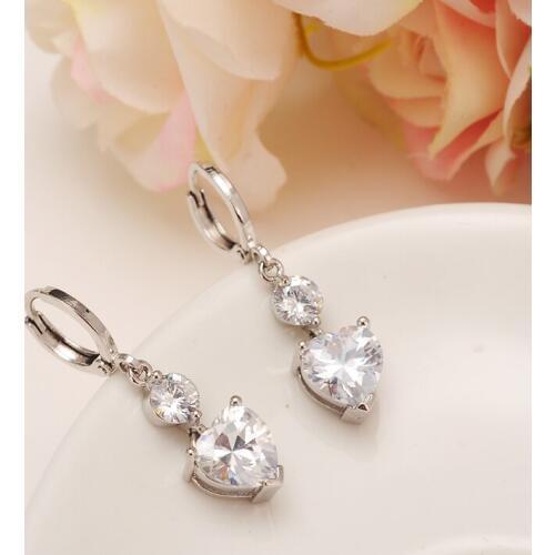 Silver Heart crystal Earrings Women Girls Love Trendy Jewelry luxury AAAcz best gift wedding bridal earrings diy charms gift