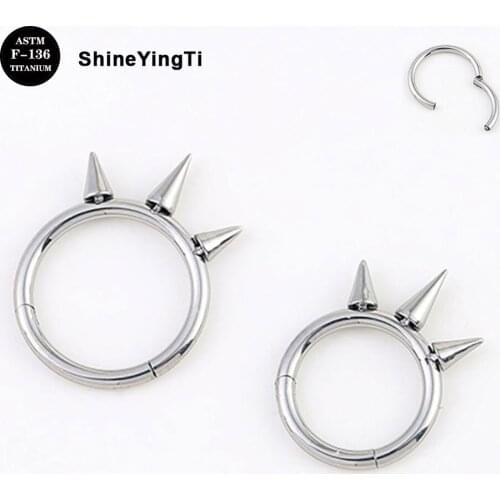 16G ASTM F136 Titanium Trident Hinged Segment Ring Clicker Hoop for Nose Septum Daith Conch Piercing Body Jewelry