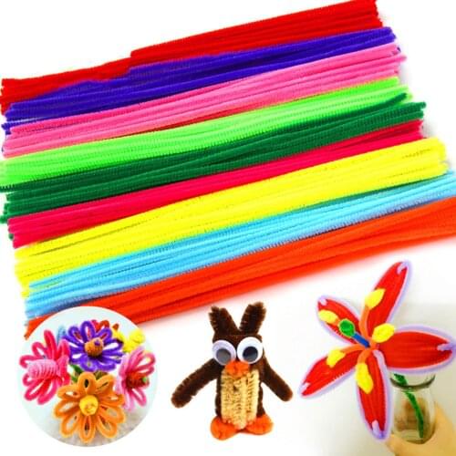 100PCS 14 Colors Chenille Stems For DIY Handmade Craft Flexible Plush Metal Wire Stick Chenille Pipe DIY Handcraft Accessories