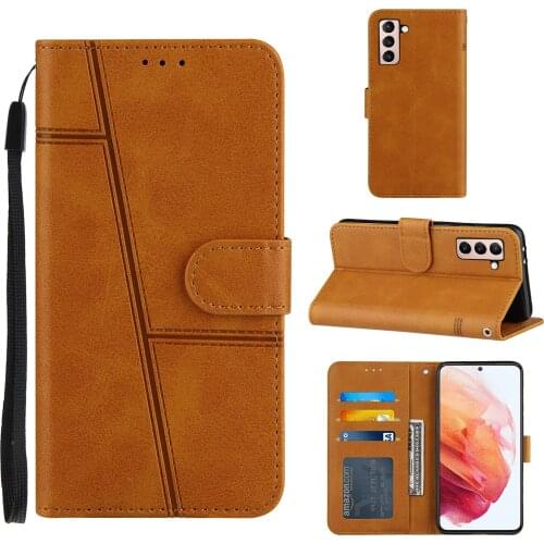 Retro Vintage PU Leather Card Slot Pocket Shockproof Phone Case for Samsung Galaxy S21 Plus 5G Kickstand Cover Photo Frame