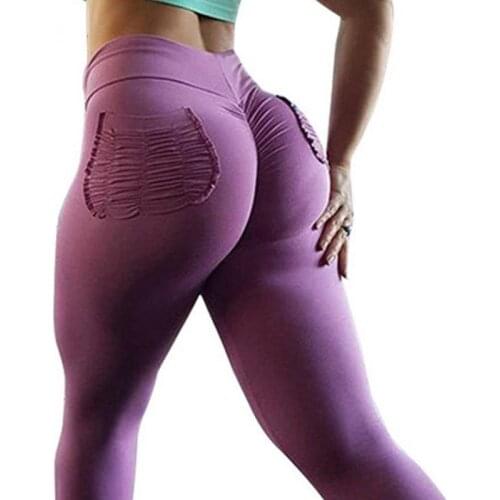 WHOUARE Pants for Women Yoga Sport Gym Fitness Leggings High Waist Hip Lift Solid Color Pattern Back Pocket Yoga Sport Leggings