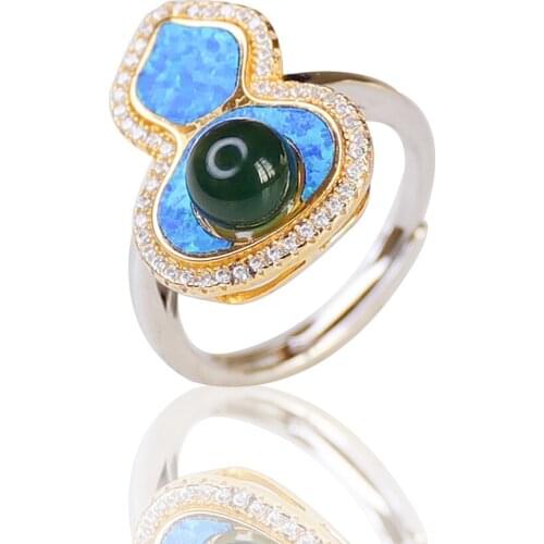 Blue Amber Ring Mexico Blue Amber Gourd RING 925 Silver 2021 New Boutique Fashion Simple Jewelry Womens Party Gift Adjustable