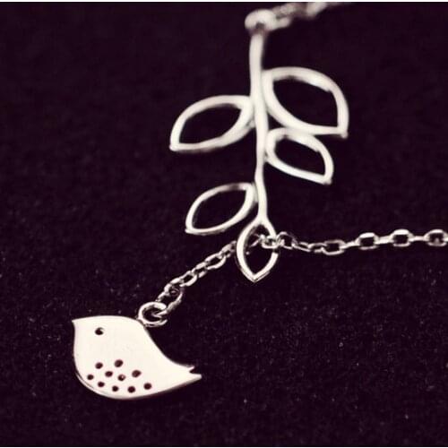 925 Sterling Silver bird branches Necklaces & Pendants For Women Fashion Lady Festival Gift Sterling-silver-jewelry