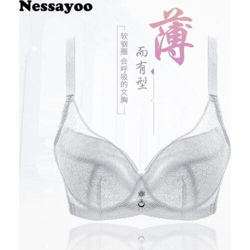 Ladies Secret New Women 3/4 Cup Sexy Lingerie Unlined Lace Bralette Underwire large cups lace Embroidery womens underwear BCD