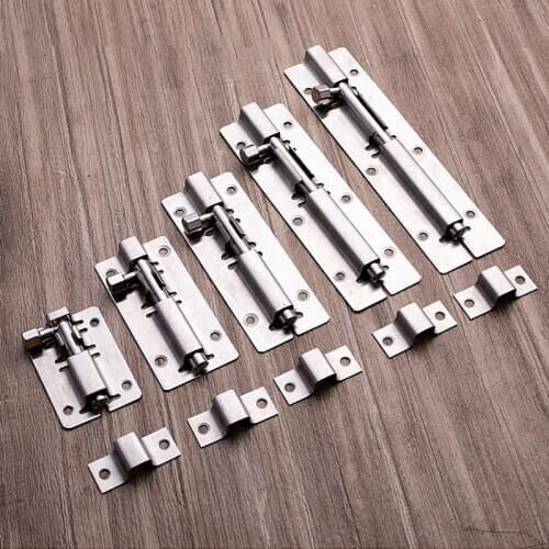 1Pc 3/4/5 inch Inch Long Silver Stainless Steel Door Latch Sliding Lock Barrel Bolt Latch Hasp Staple Gate Safety Lock