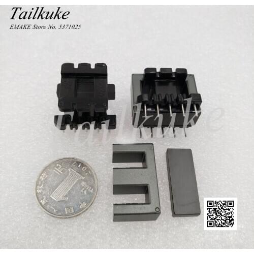 10sets/lot EI28 Magnetic Core Vertical Bakelite Skeleton 5 5 Transformer Ferrite Core EI28 Plane PC40 Material